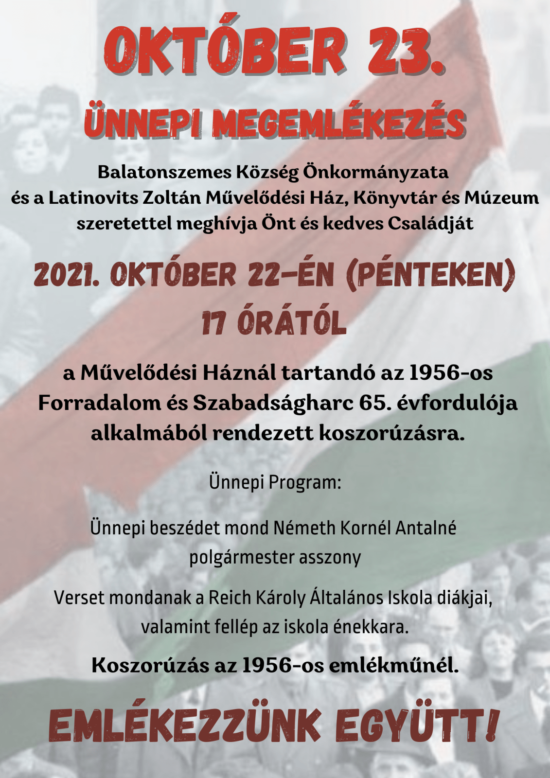 OKTOBER 23. UNNEPI MEGEMLEKEZES Október 23