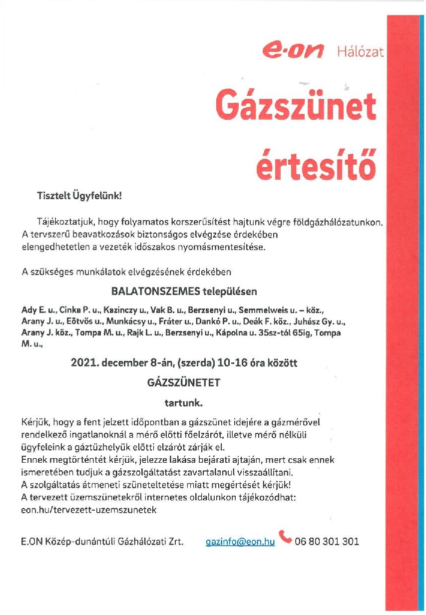 gaz page 001 Értesítés gázszünetről