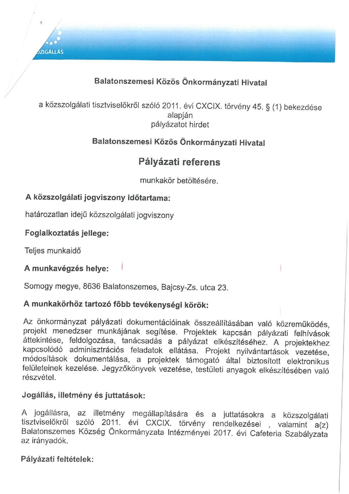 palyazati referens page 001 Pályázat - Pályázati referens