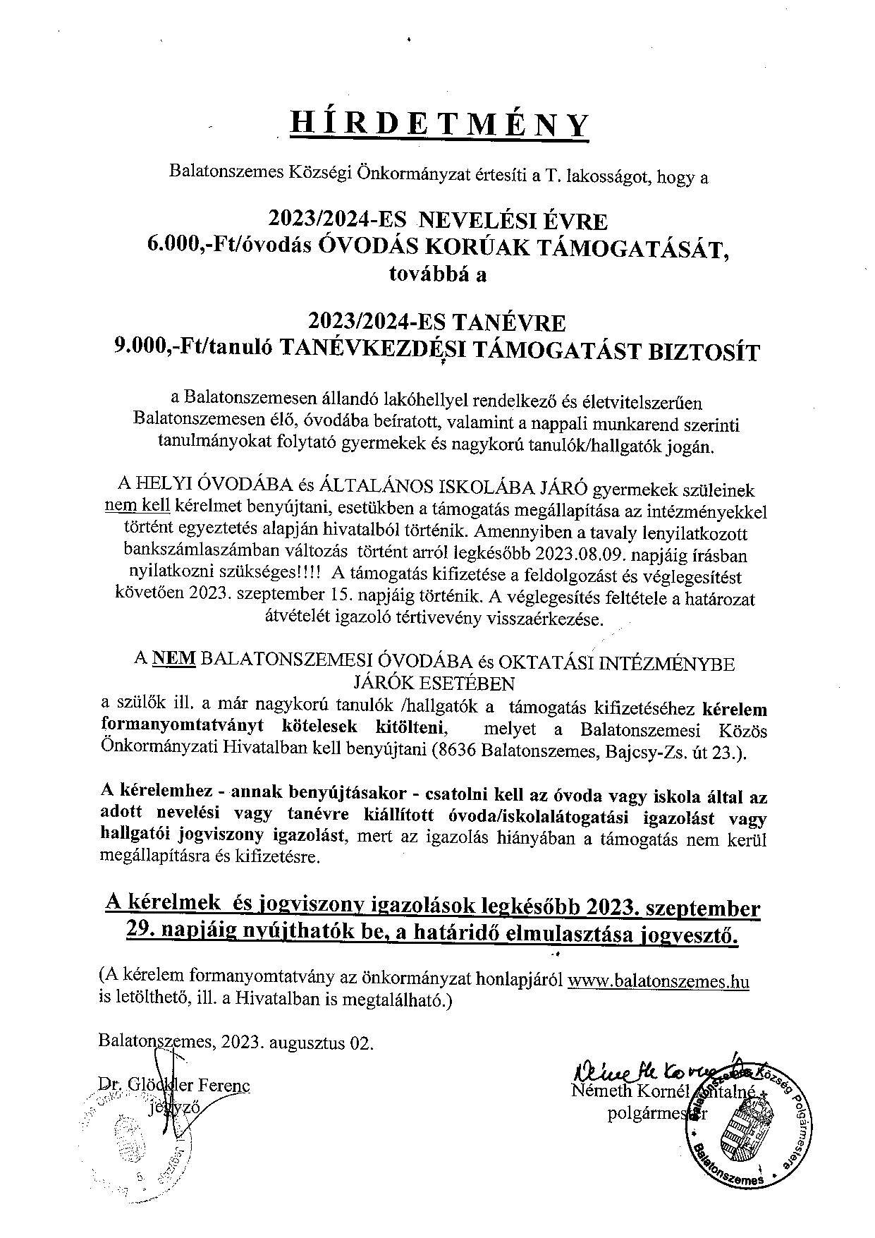 Plakat TANEVK2023 page 001 Tanévkezdési támogatás