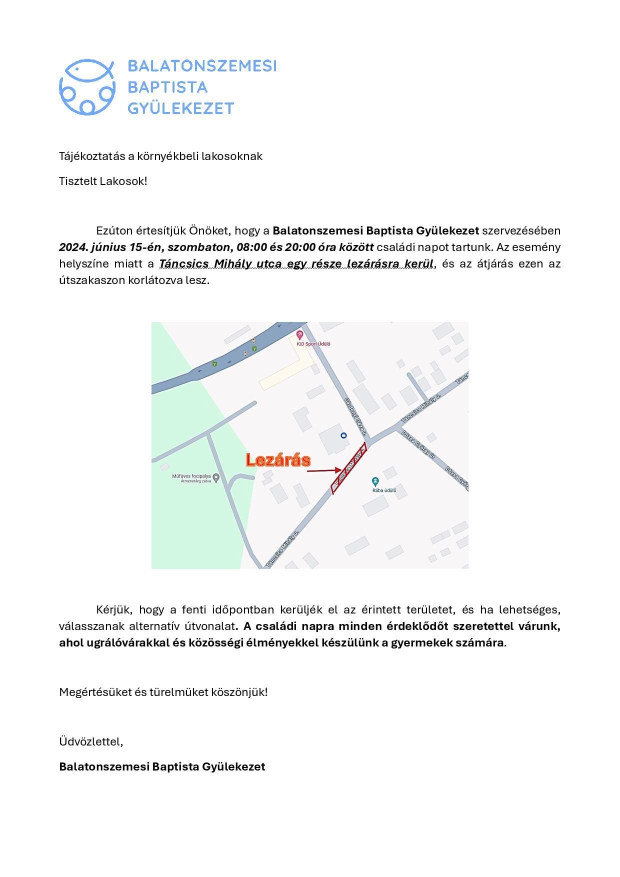 Tajekoztatas a kornyekbeli lakosoknak page 001 Bibliai Családi Park
