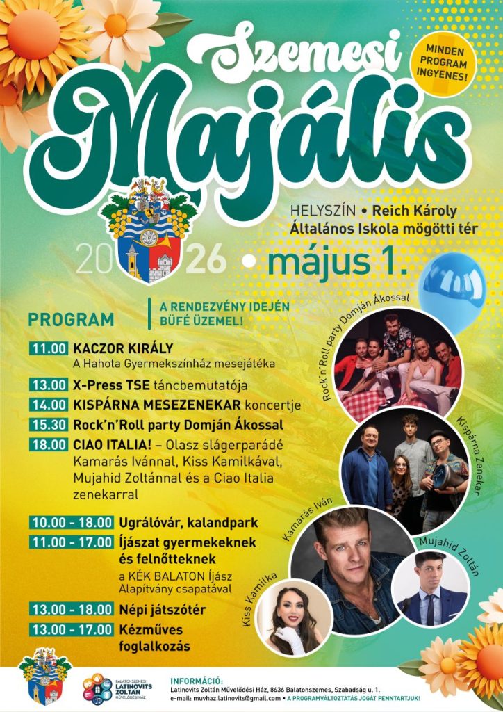 Főoldal Balatonszemes hivatalos honlapja plakat majalis 2026 Főoldal