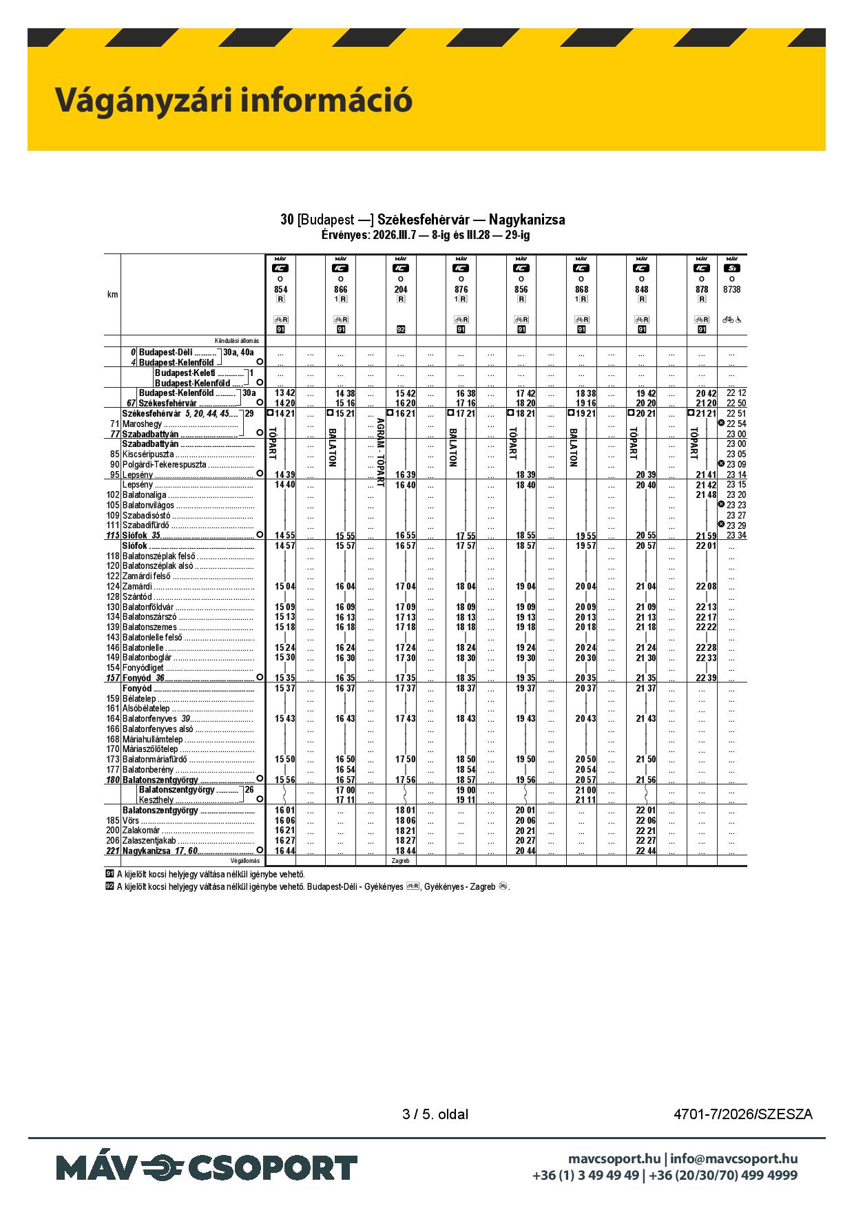 Menetrendi információ (MÁV) Balatonszemes hivatalos honlapja Hirdetmeny 30 Budapest Deli Budapest Kelenfold 0307 0329 v0224 page 003 Menetrendi információ (MÁV)