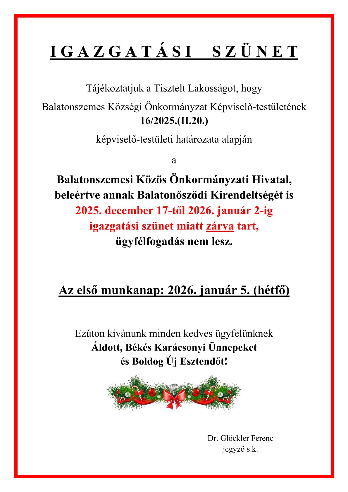 Igazgatasi szunet karacsony 2025 Igazgatási szünet