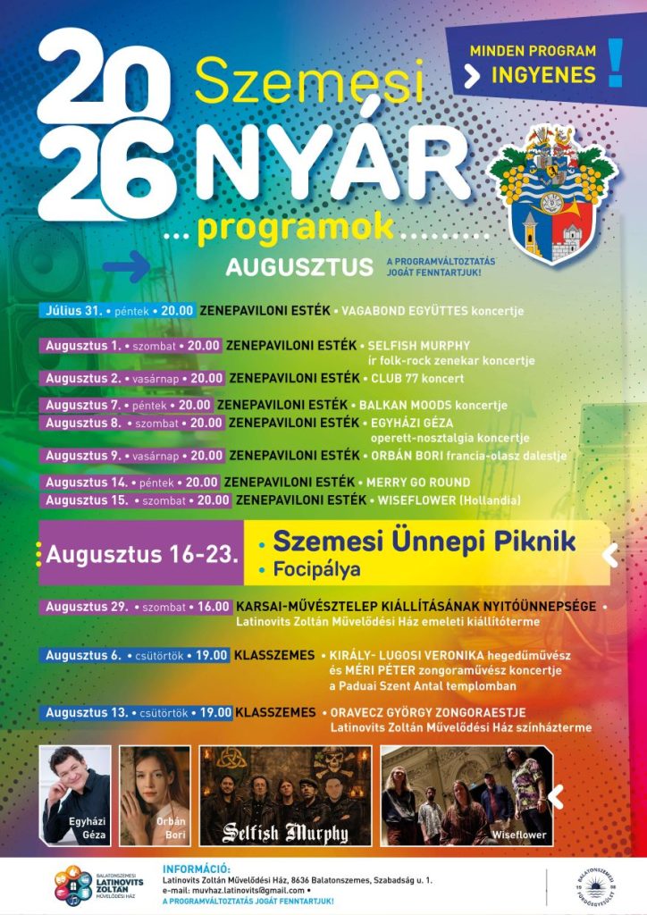 Főoldal Balatonszemes hivatalos honlapja plakat szemesi nyar augusztus 2026 Főoldal